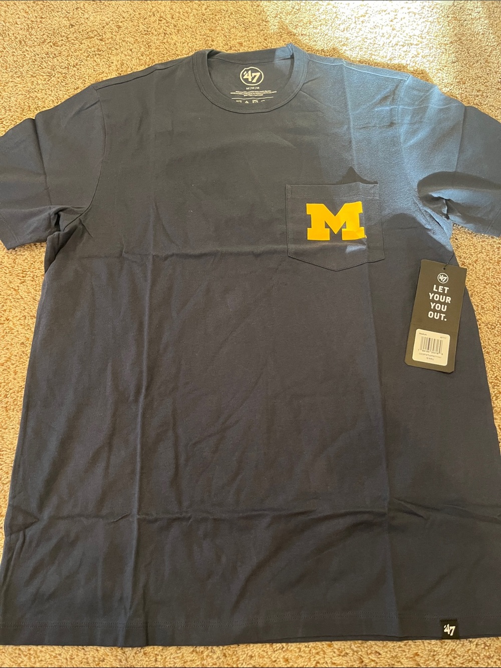 47 Michigan Navy Pocket Tee with Yellow 'M' Logo